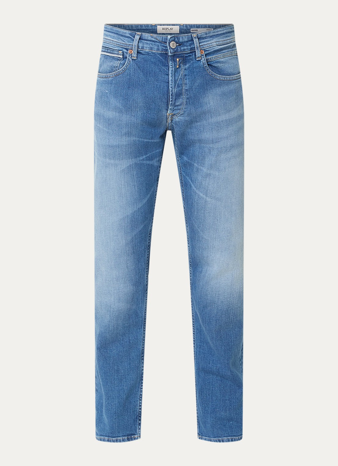 Replay 574 straight leg jeans met medium wassing - voorkant 2 indigo