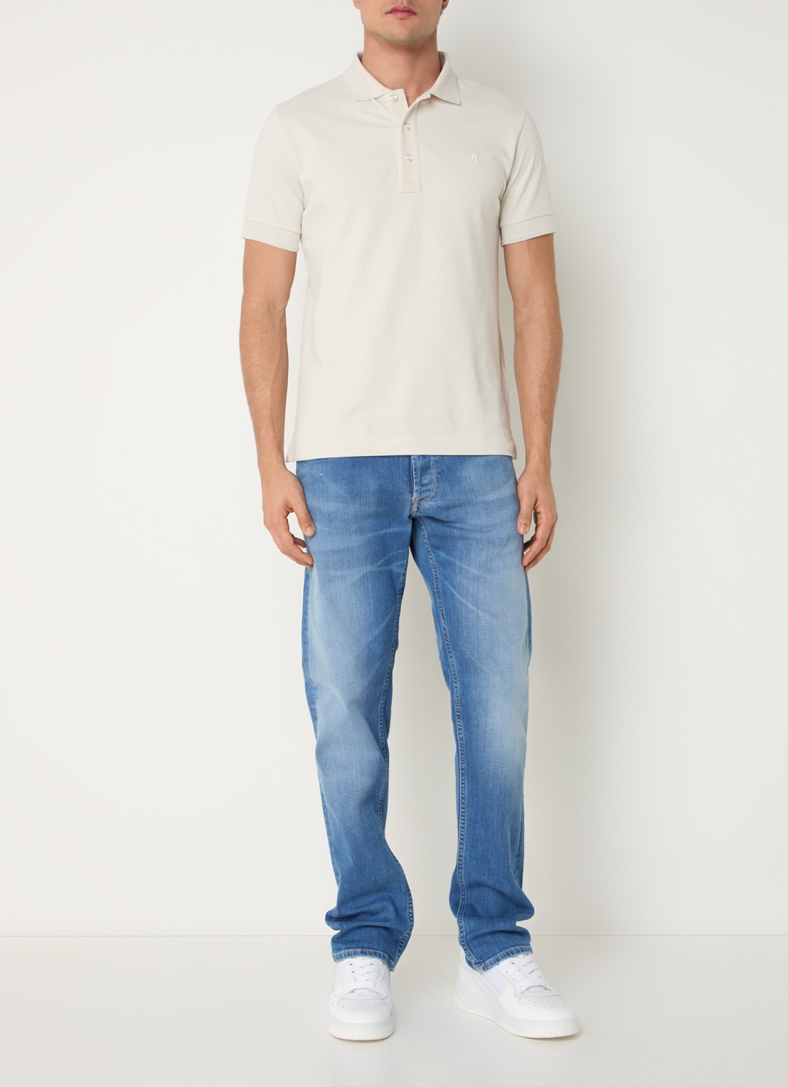 Replay 574 straight leg jeans met medium wassing - voorkant 3 indigo