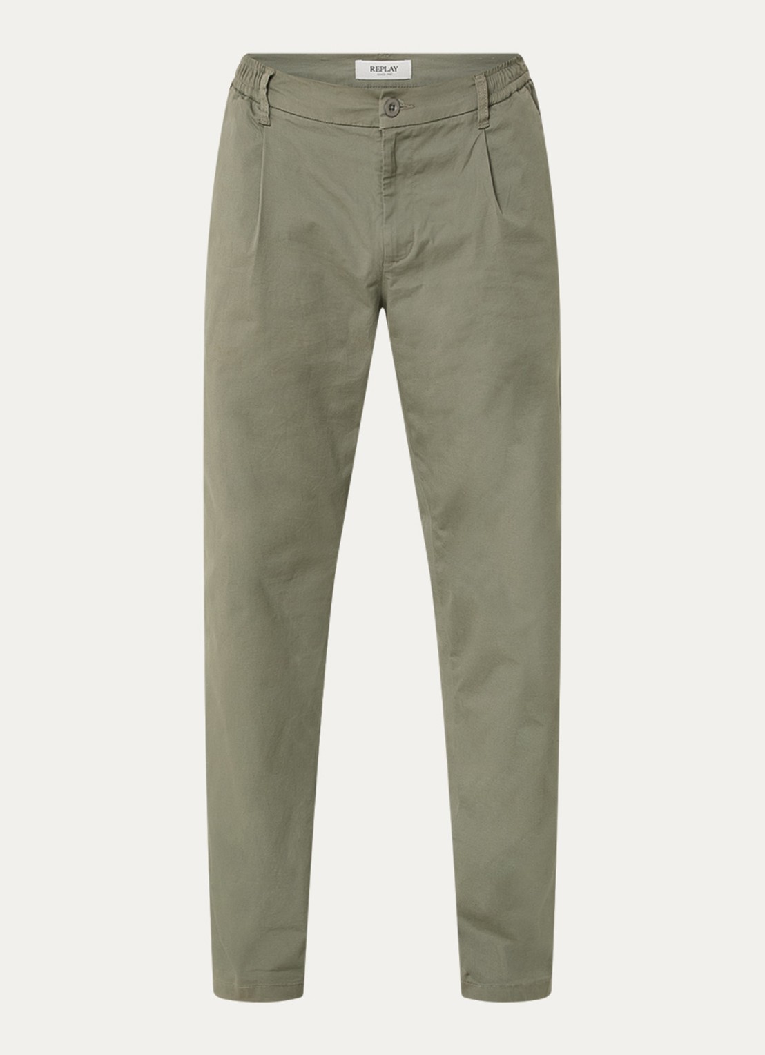 Replay Adhann tapered fit chino met steekzakken - voorkant 4 olijfgroen