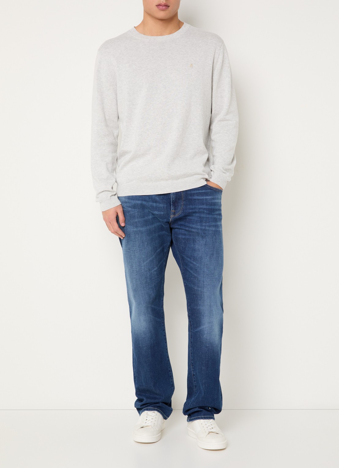 Replay Aideen loose fit jeans met donkere wassing - voorkant 4 indigo