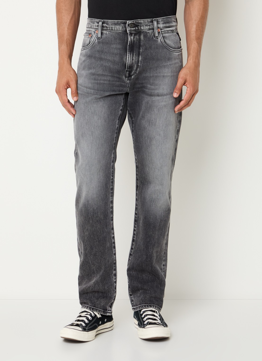 Replay Aideen slim fit jeans met gekleurde wassing - detail 3 grijs