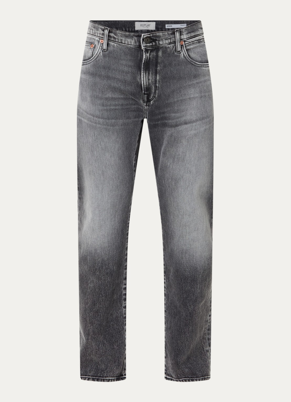 Replay Aideen slim fit jeans met gekleurde wassing - voorkant grijs