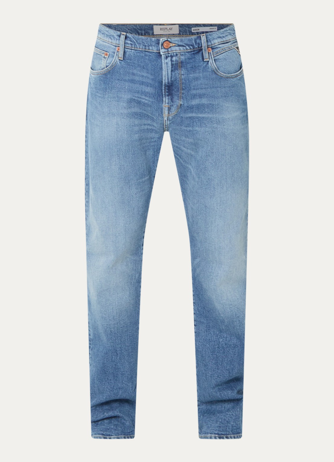 Replay Aideen straight leg jeans met lichte wassing - voorkant 3 indigo