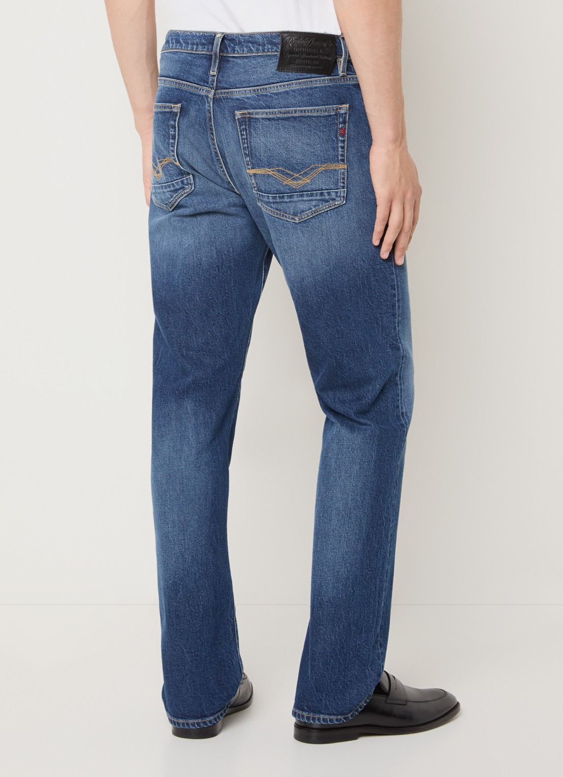 Replay Aideen straight leg jeans met medium wassing - achterkant indigo