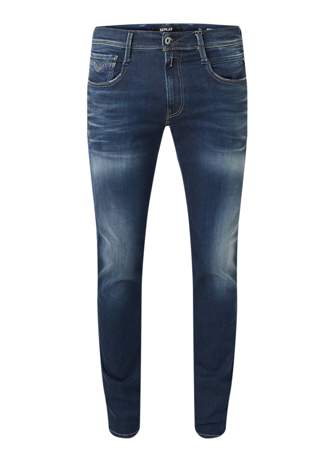 Replay Anbass Hyperflex slim fit jeans met stretch - voorkant 4 indigo