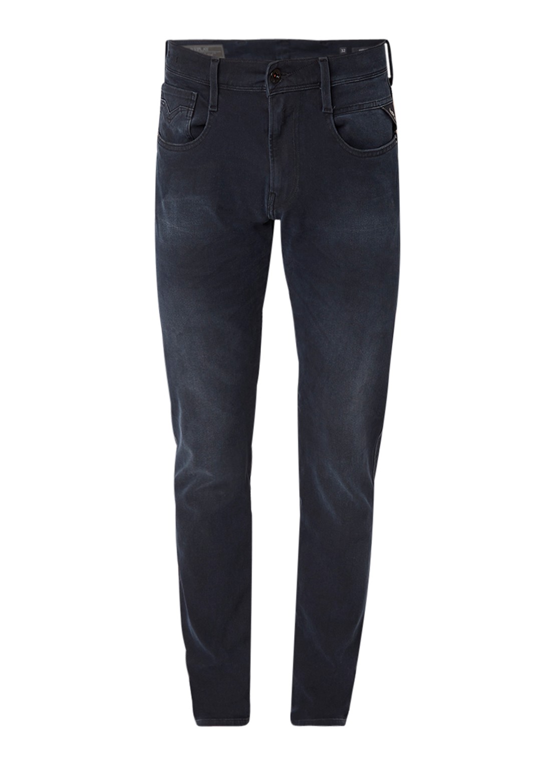 Replay Anbass Hyperflex+ tapered jeans met stretch - voorkant 4 indigo
