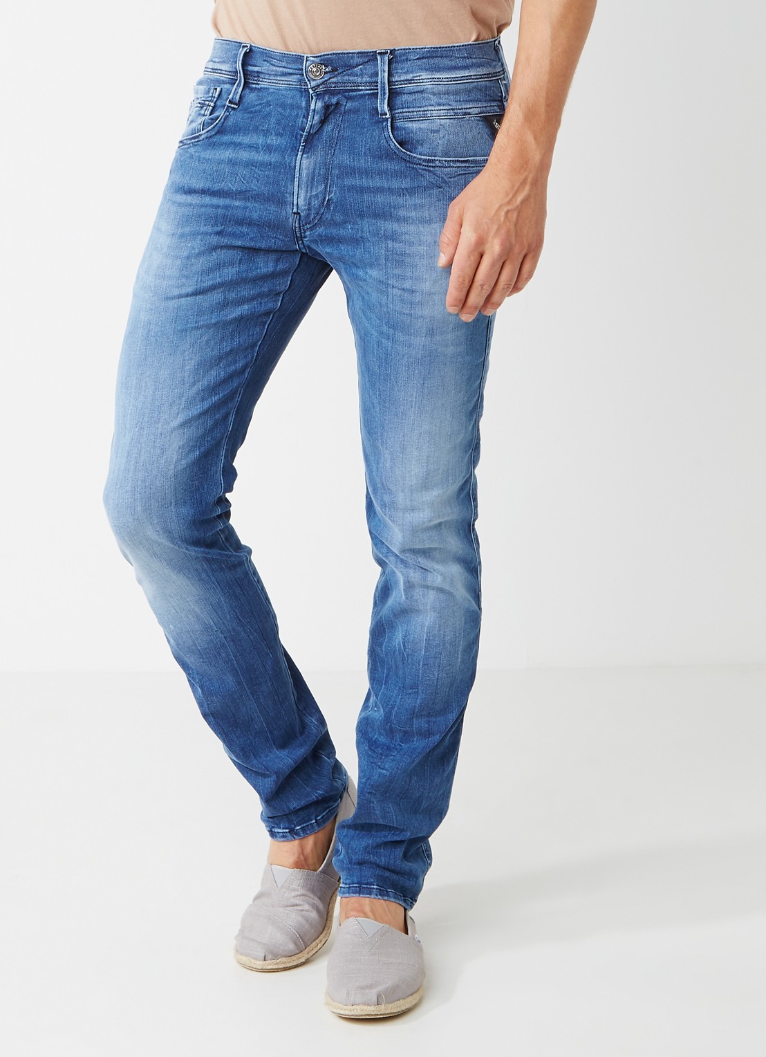 Replay Anbass skinny fit jeans met faded look - detail 3 indigo