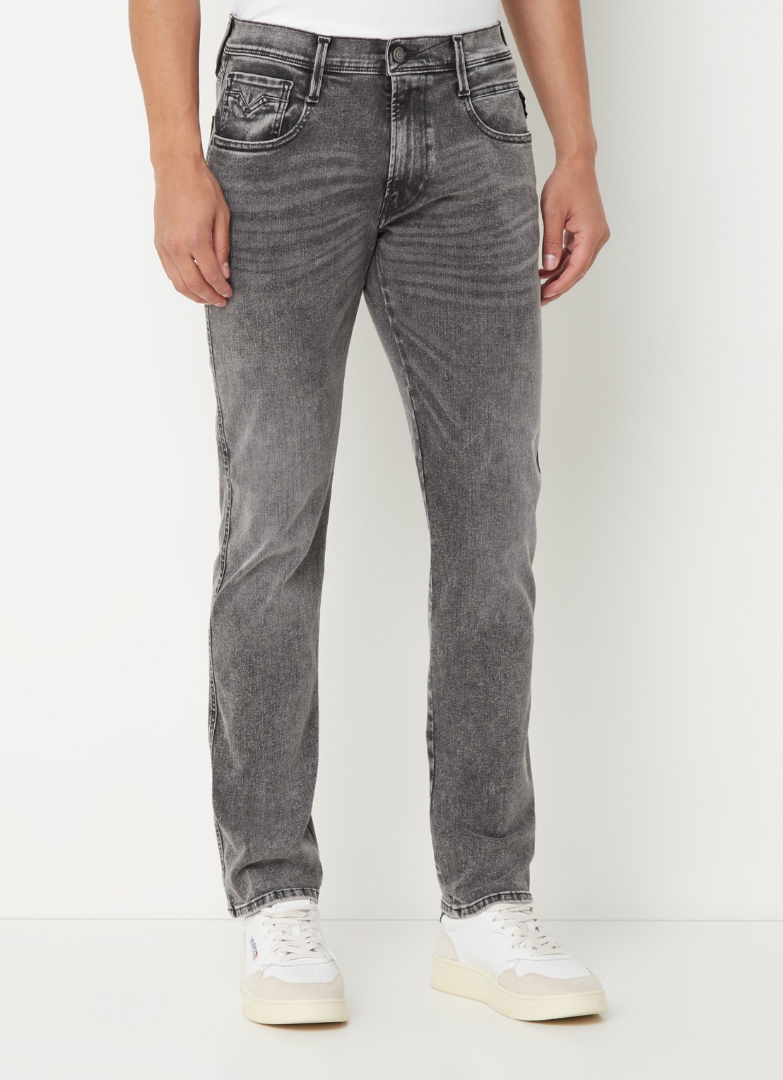 Replay Anbass slim fit jeans met gekleurde wassing - detail 2 grijs