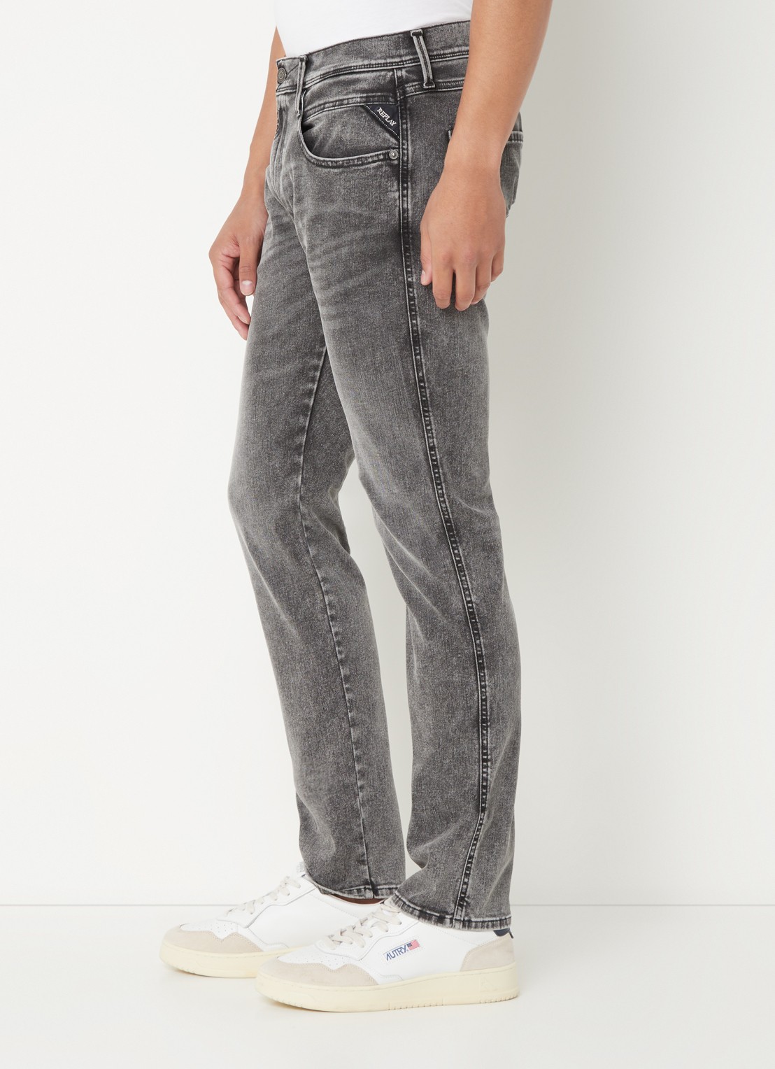 Replay Anbass slim fit jeans met gekleurde wassing - detail 3 grijs