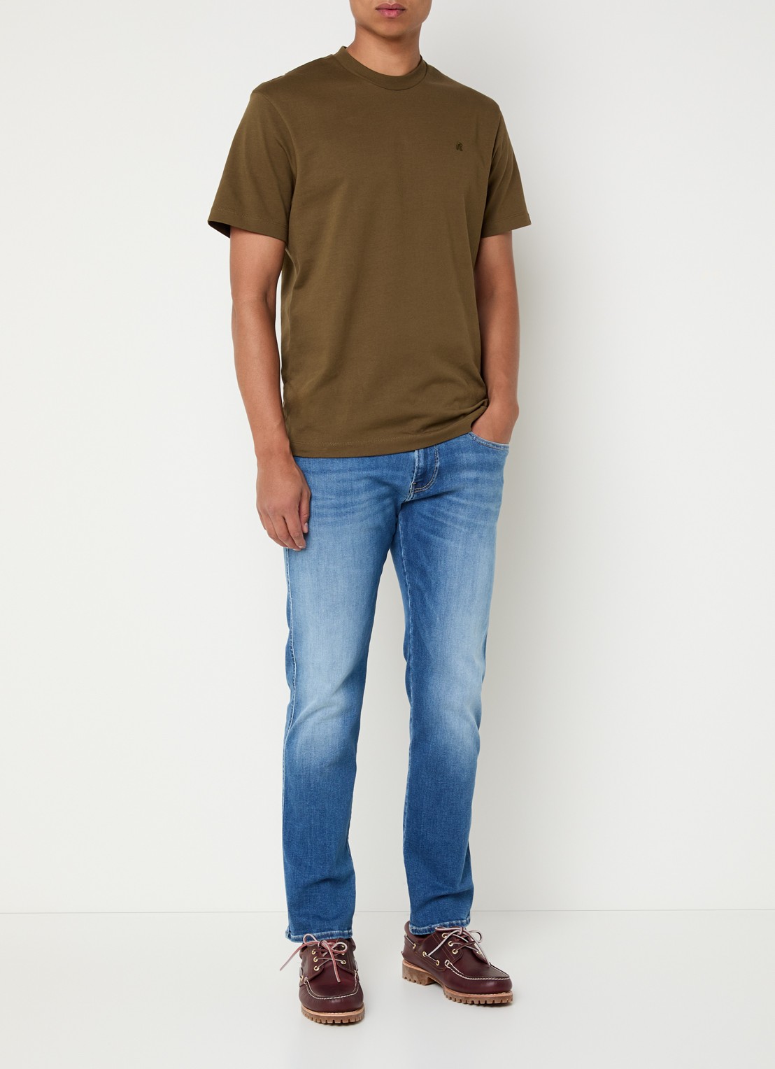 Replay Anbass slim fit jeans met medium wassing - voorkant 4 indigo