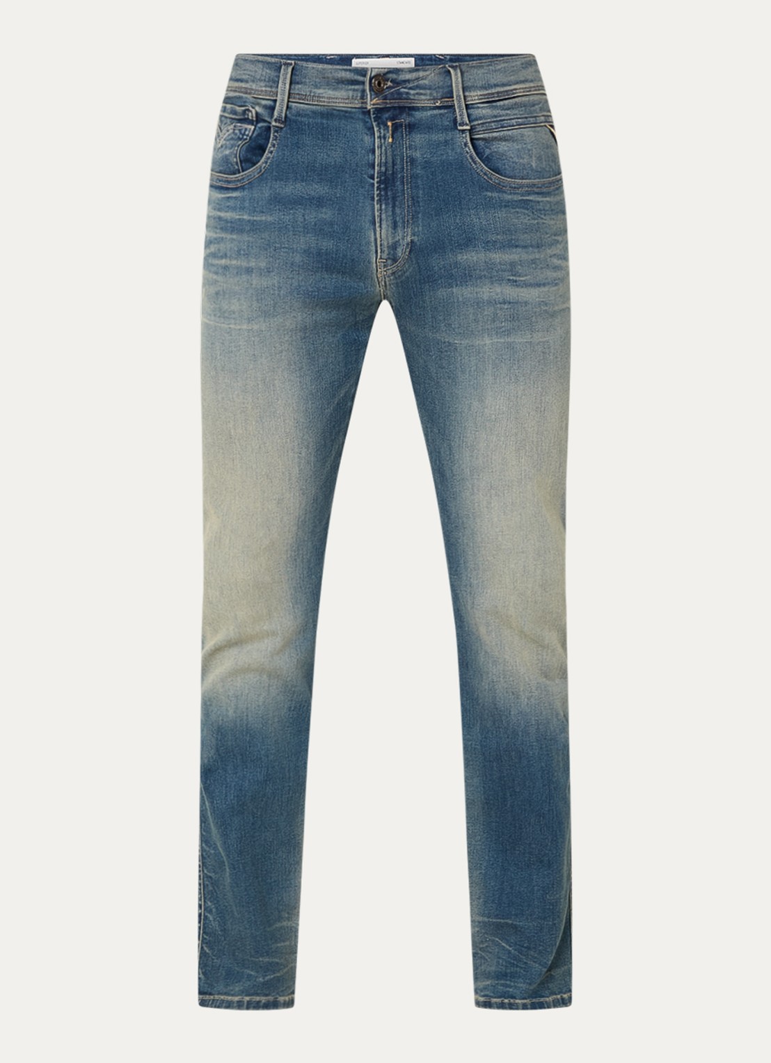 Replay Anbass slim fit jeans met steekzakken - voorkant indigo