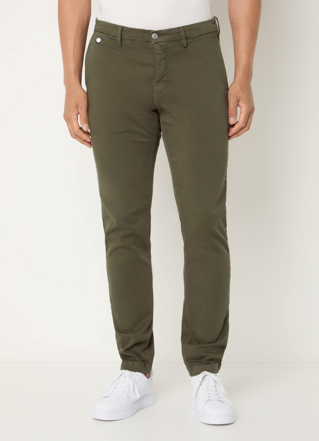Replay Benni regular fit chino met steekzakken - detail 4 mosgroen