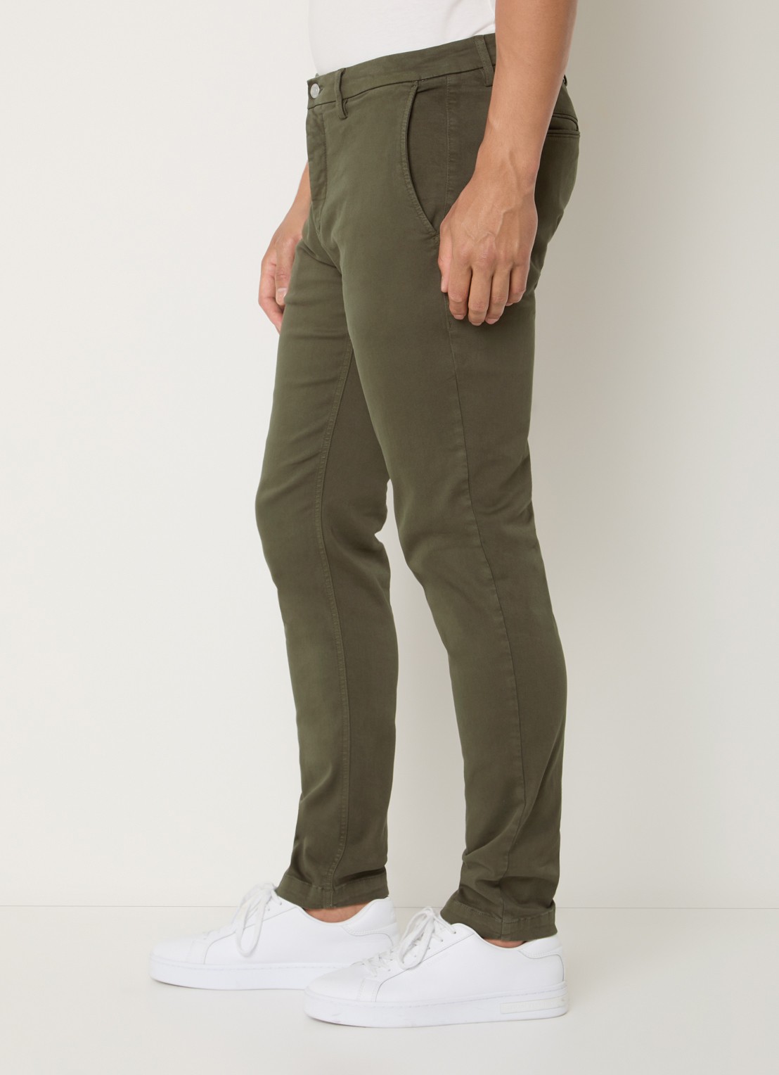 Replay Benni regular fit chino met steekzakken - detail 5 mosgroen