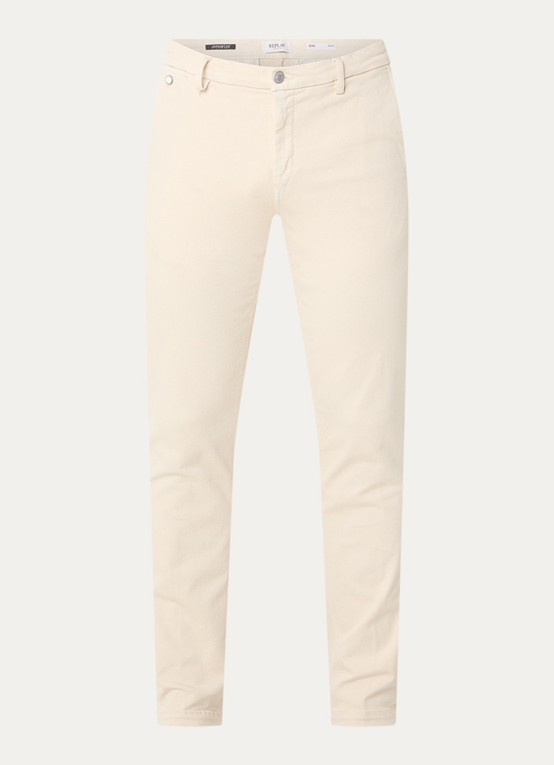 Replay Benni slim fit broek met steekzakken - voorkant 2 beige
