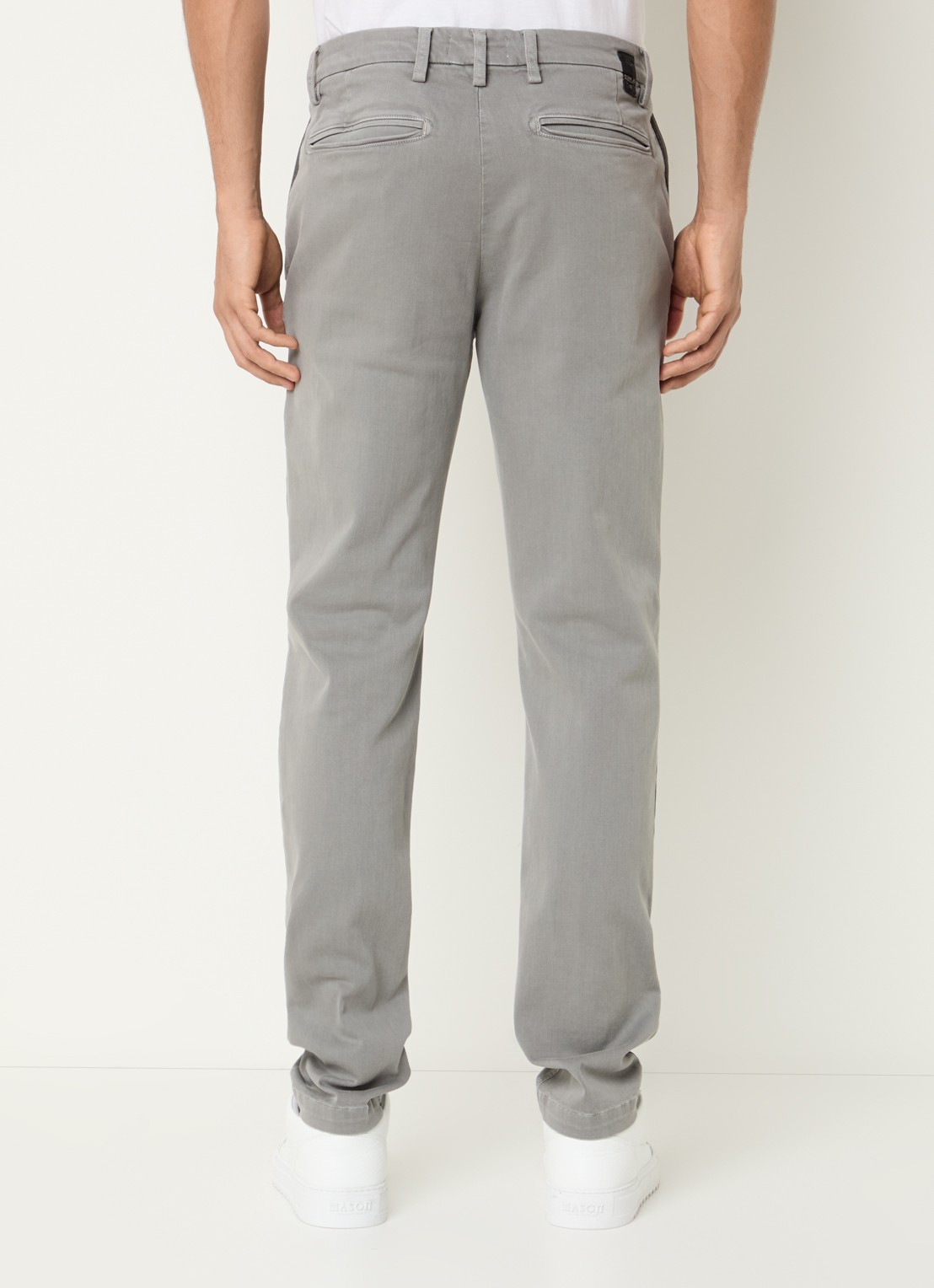 Replay Benni slim fit broek met steekzakken - achterkant lichtgrijs