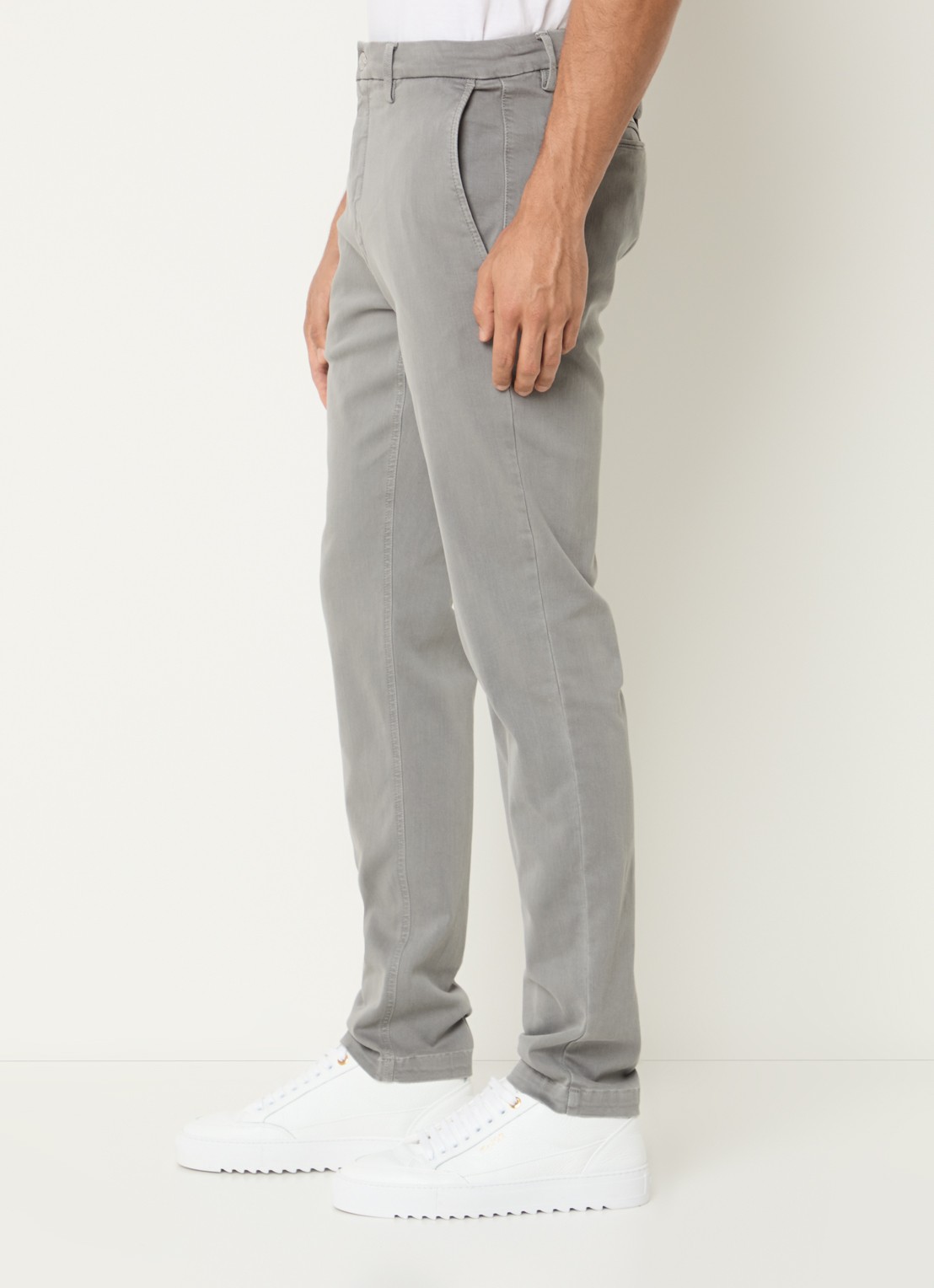 Replay Benni slim fit broek met steekzakken - detail 5 lichtgrijs