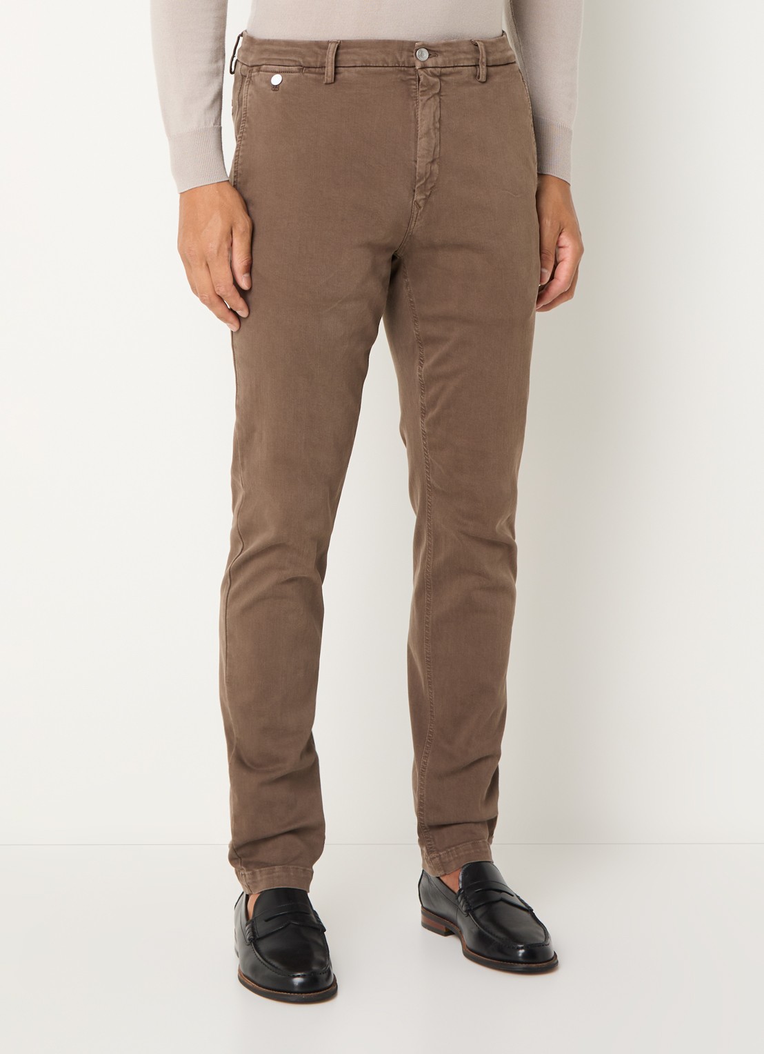 Replay Benni slim fit broek met steekzakken - detail 3 lichtbruin