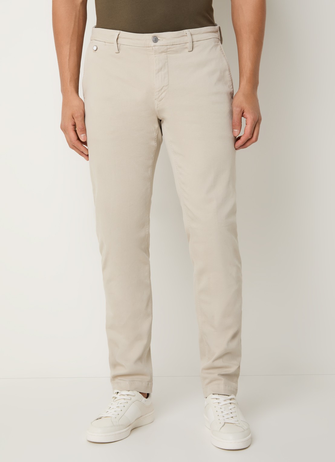 Replay Benni slim fit broek met steekzakken - detail 4 beige