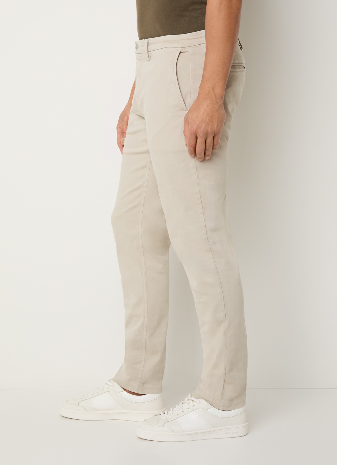 Replay Benni slim fit broek met steekzakken - detail 5 beige