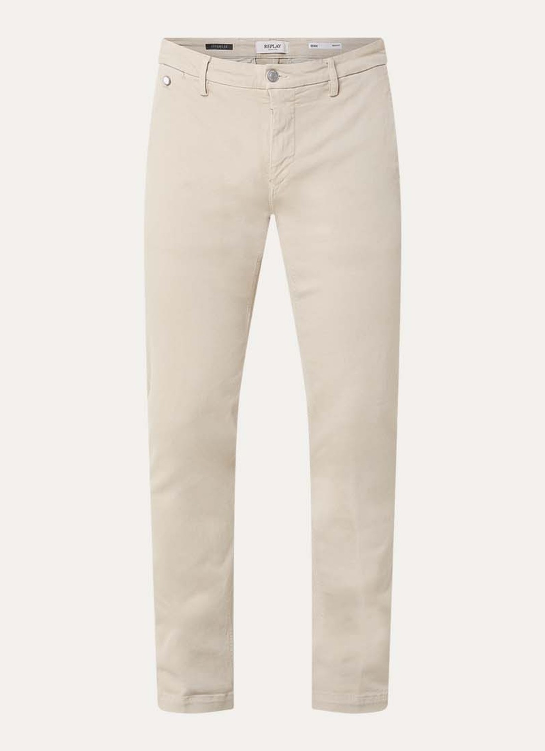 Replay Benni slim fit broek met steekzakken - voorkant 2 beige