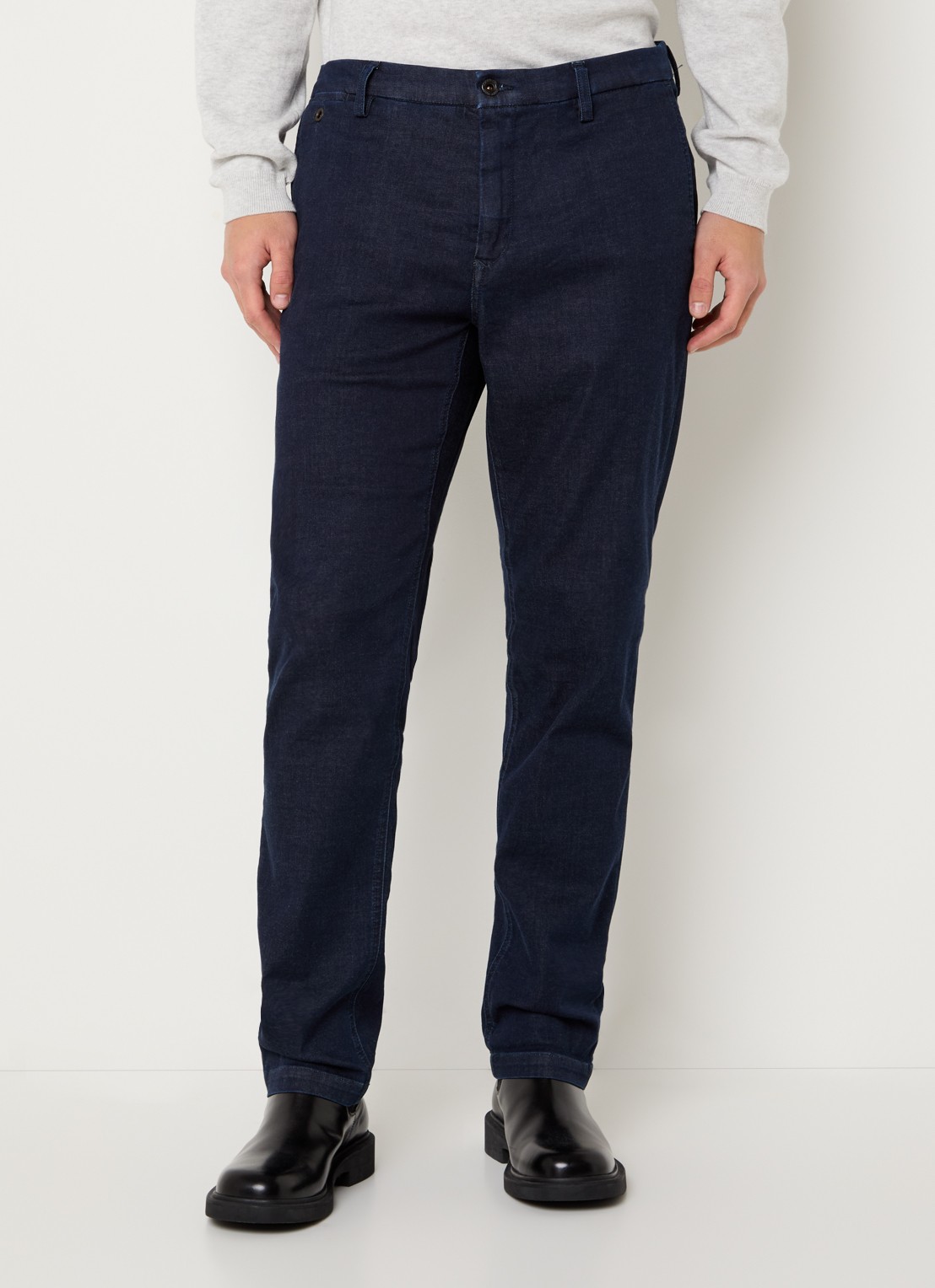 Replay Benni slim fit chino met steekzakken - detail 4 donkerblauw