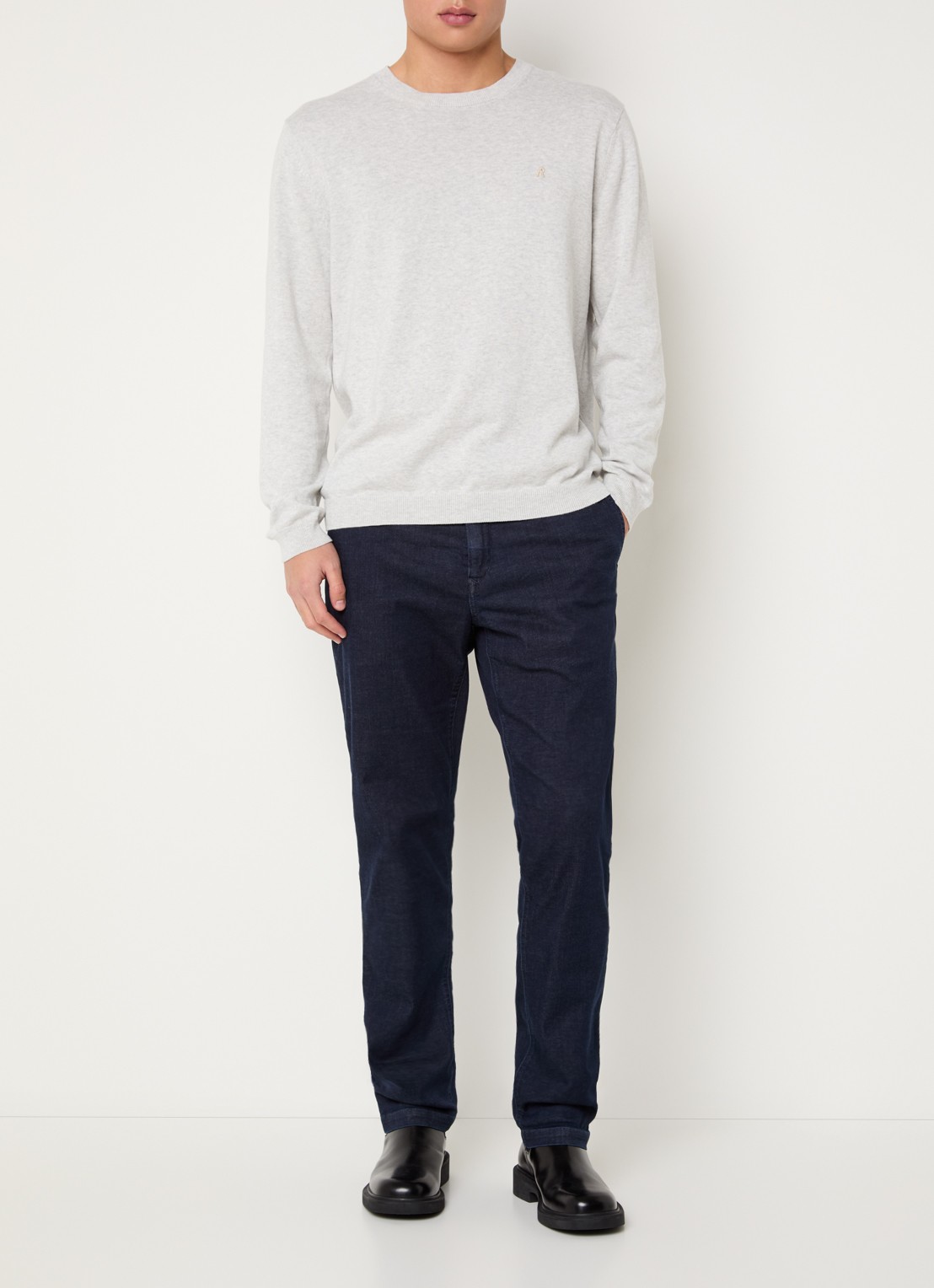 Replay Benni slim fit chino met steekzakken - voorkant 2 donkerblauw