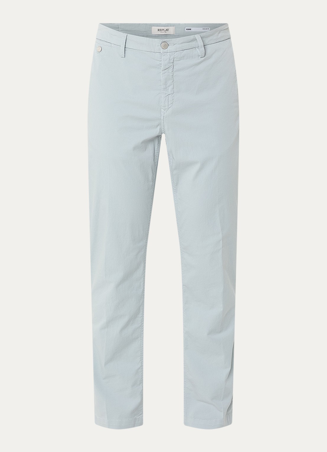 Replay Benni slim fit chino met steekzakken - voorkant 4 lichtblauw