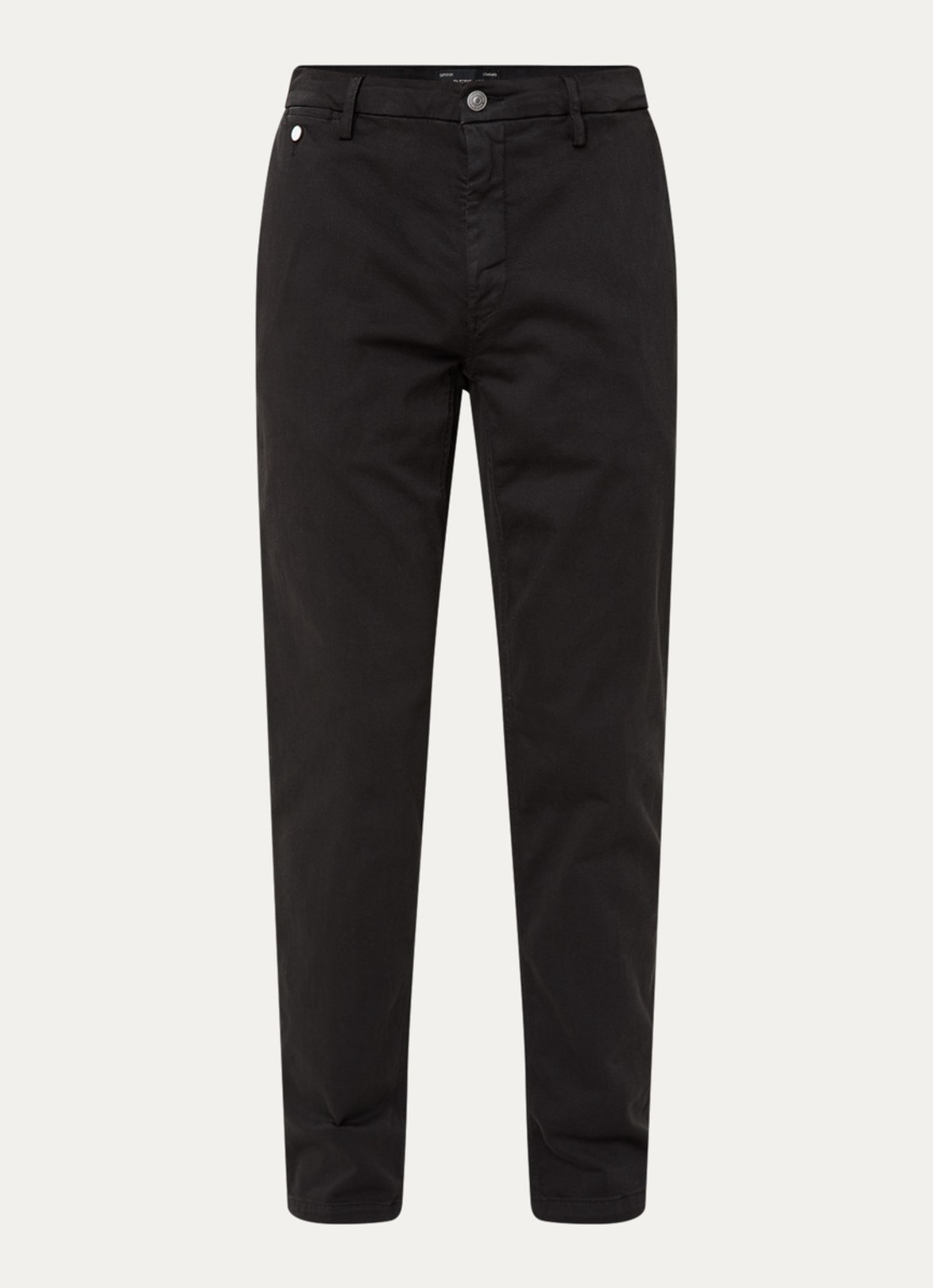 Replay Benni straight fit chino met steekzakken - voorkant zwart