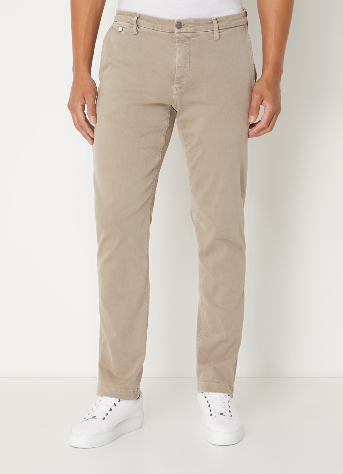 Replay Benni straight fit chino met steekzakken - detail khaki