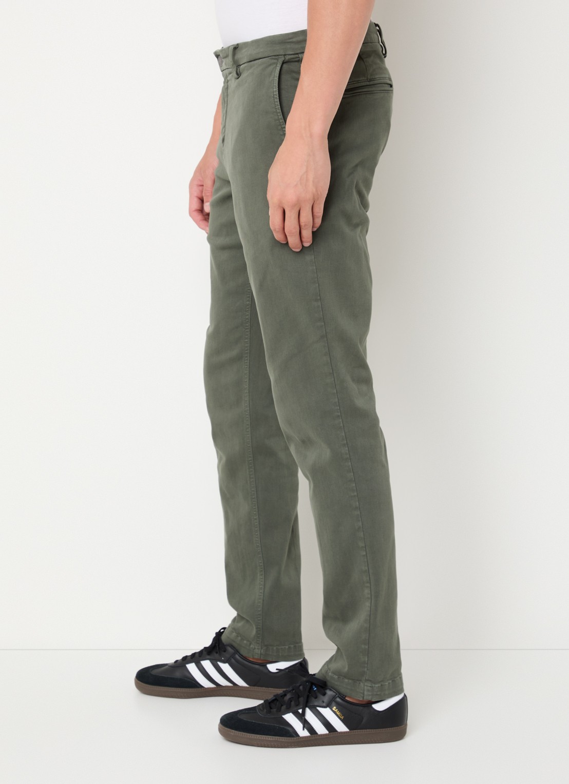 Replay Benni straight fit chino met steekzakken - detail 3 olijfgroen