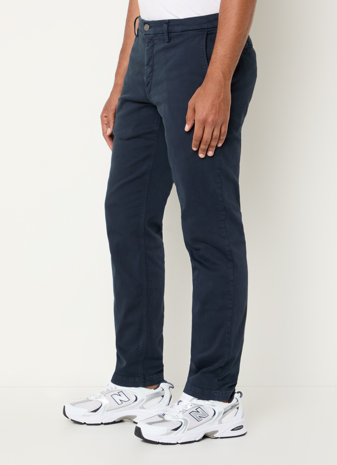Replay Benni straight fit chino met steekzakken - detail 3 donkerblauw