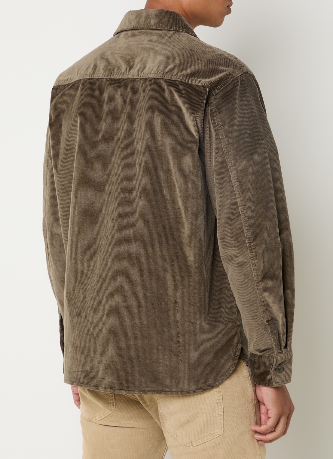 Replay Comfort fit overshirt van corduroy met borstzakken - achterkant 2 bronsgroen
