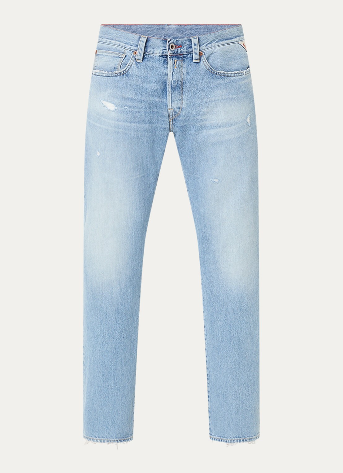 Replay Deryck straight leg jeans met lichte wassing - voorkant 3 indigo