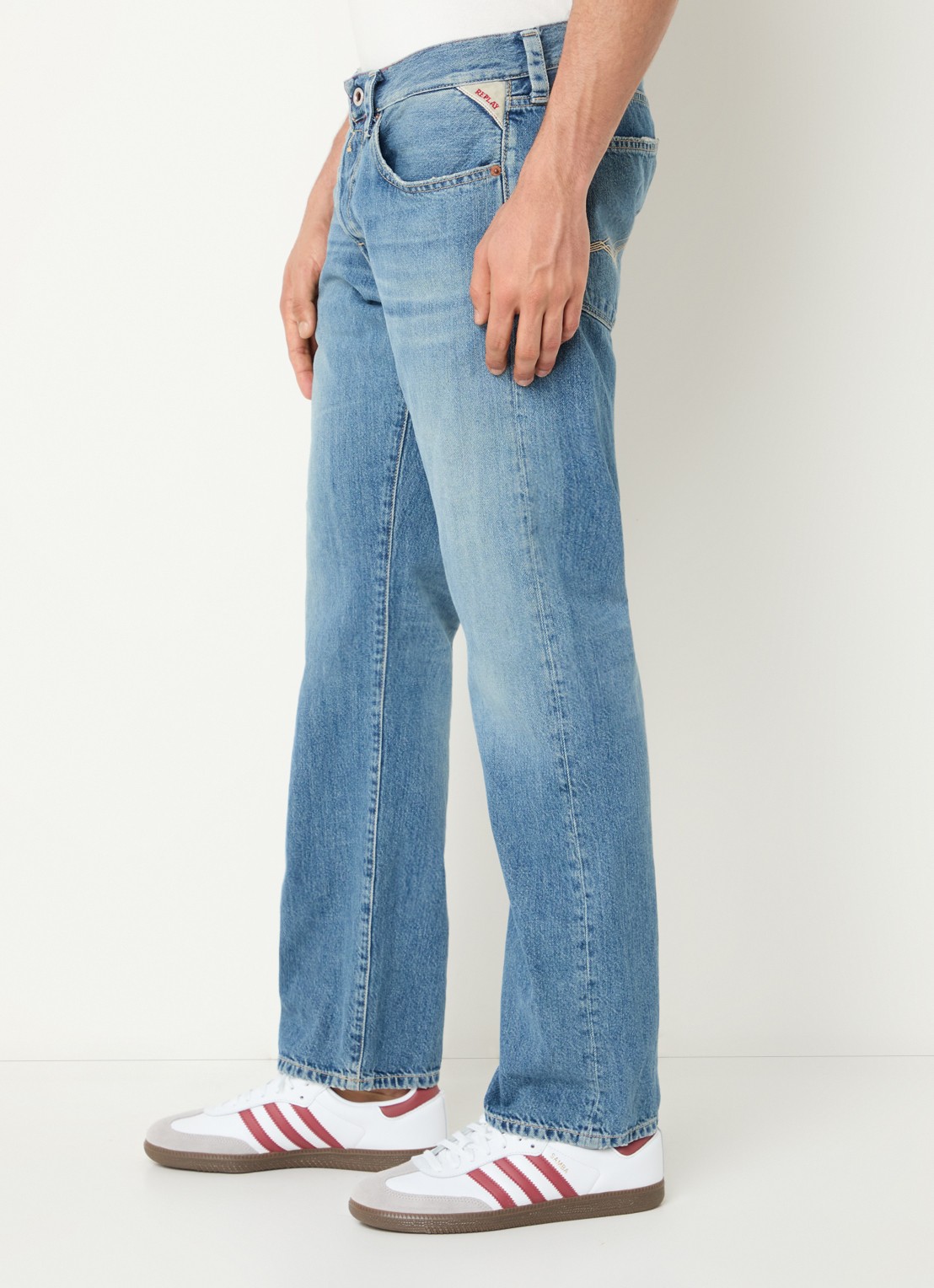 Replay Deryck straight leg jeans met steekzakken - detail 5 lichtblauw
