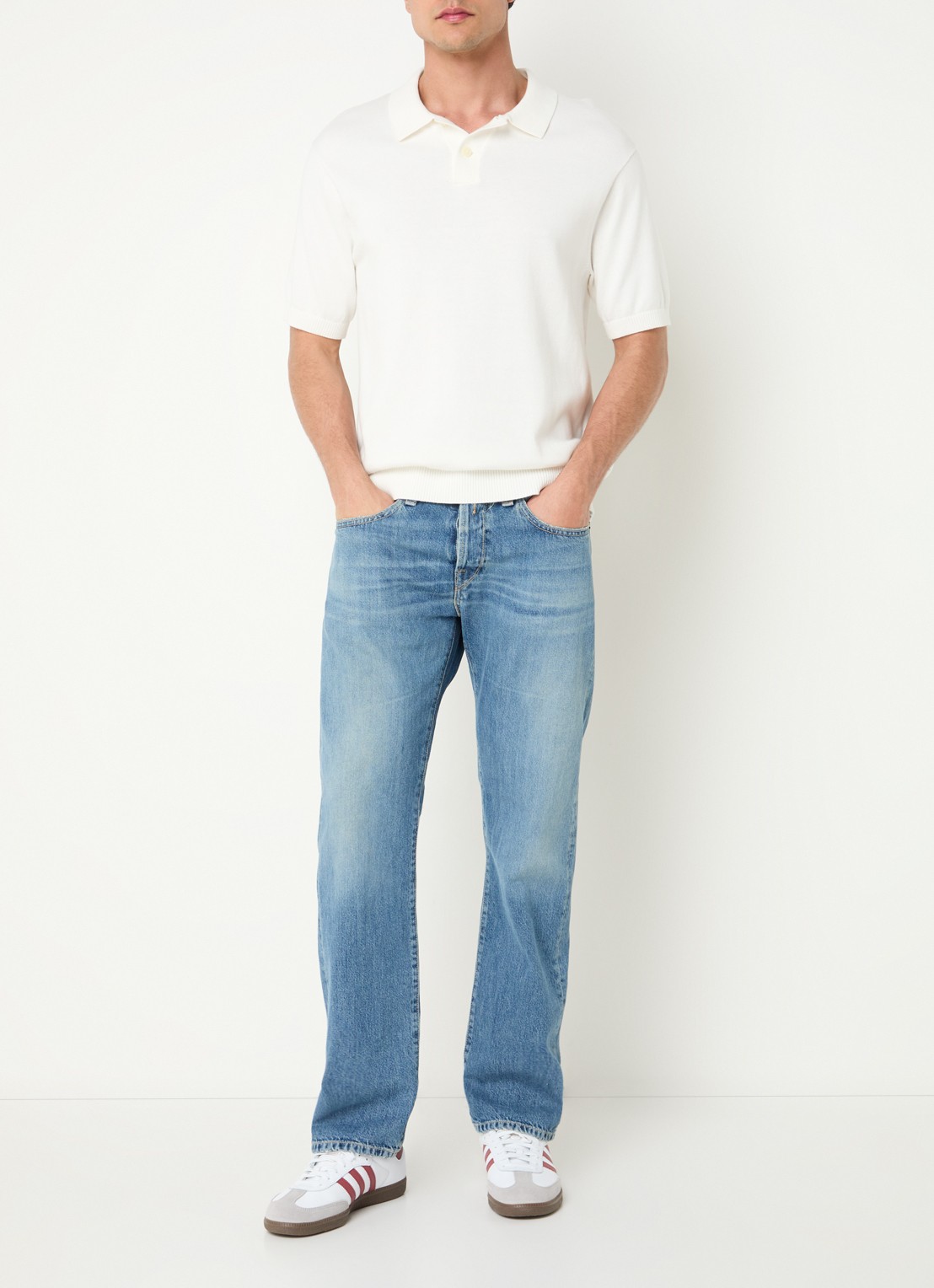 Replay Deryck straight leg jeans met steekzakken - voorkant 2 lichtblauw