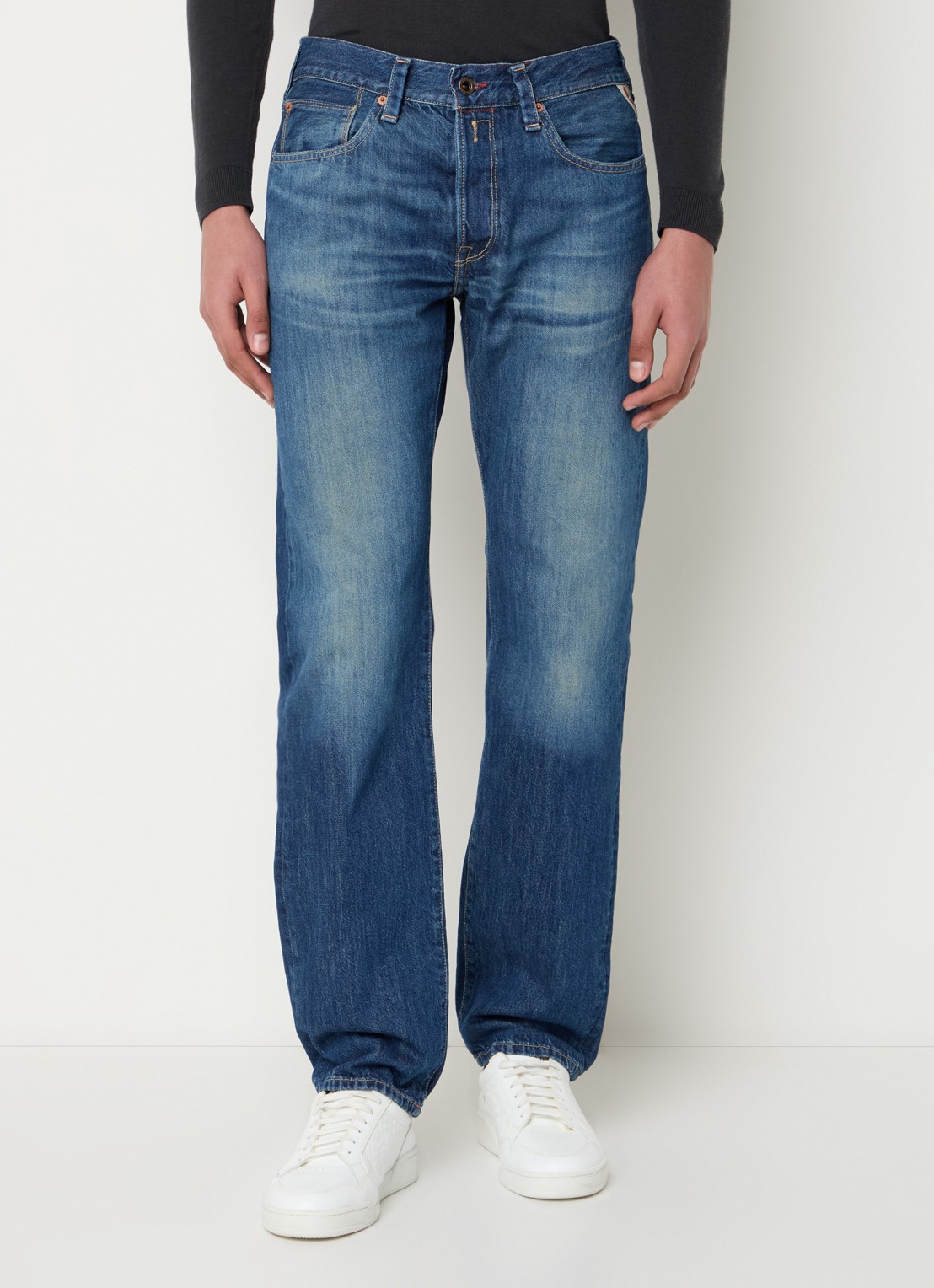 Replay Deryck straight leg jeans met steekzakken - detail 6 indigo