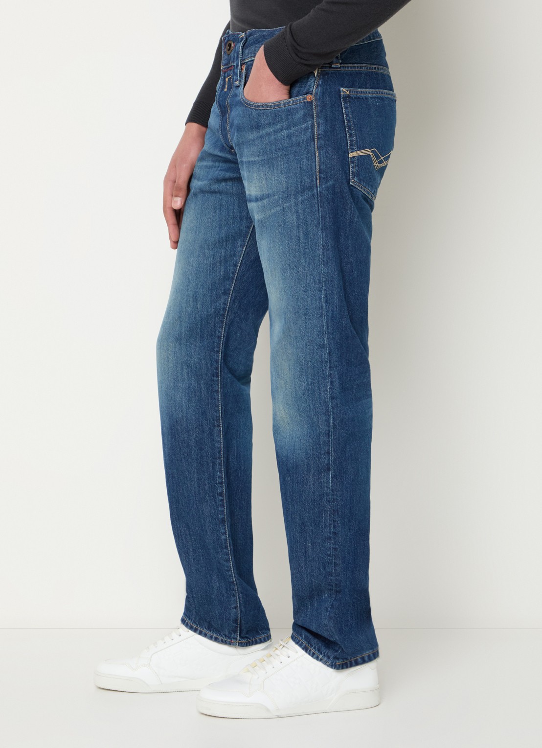 Replay Deryck straight leg jeans met steekzakken - detail 7 indigo