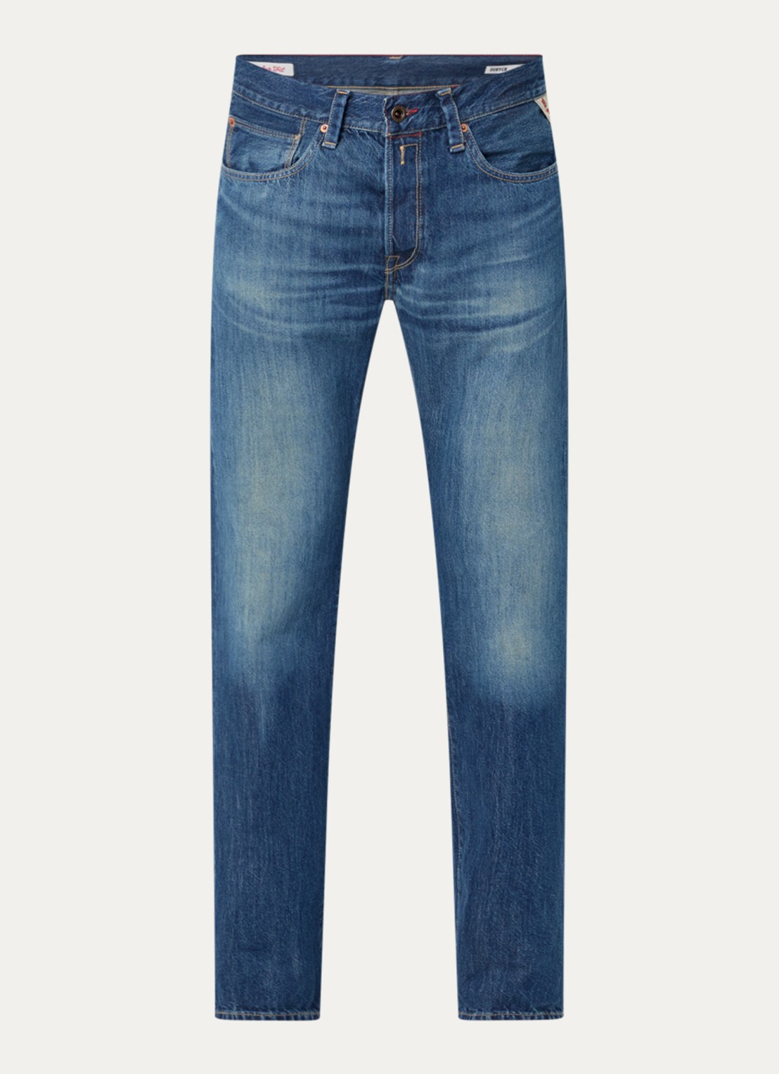 Replay Deryck straight leg jeans met steekzakken - voorkant 3 indigo