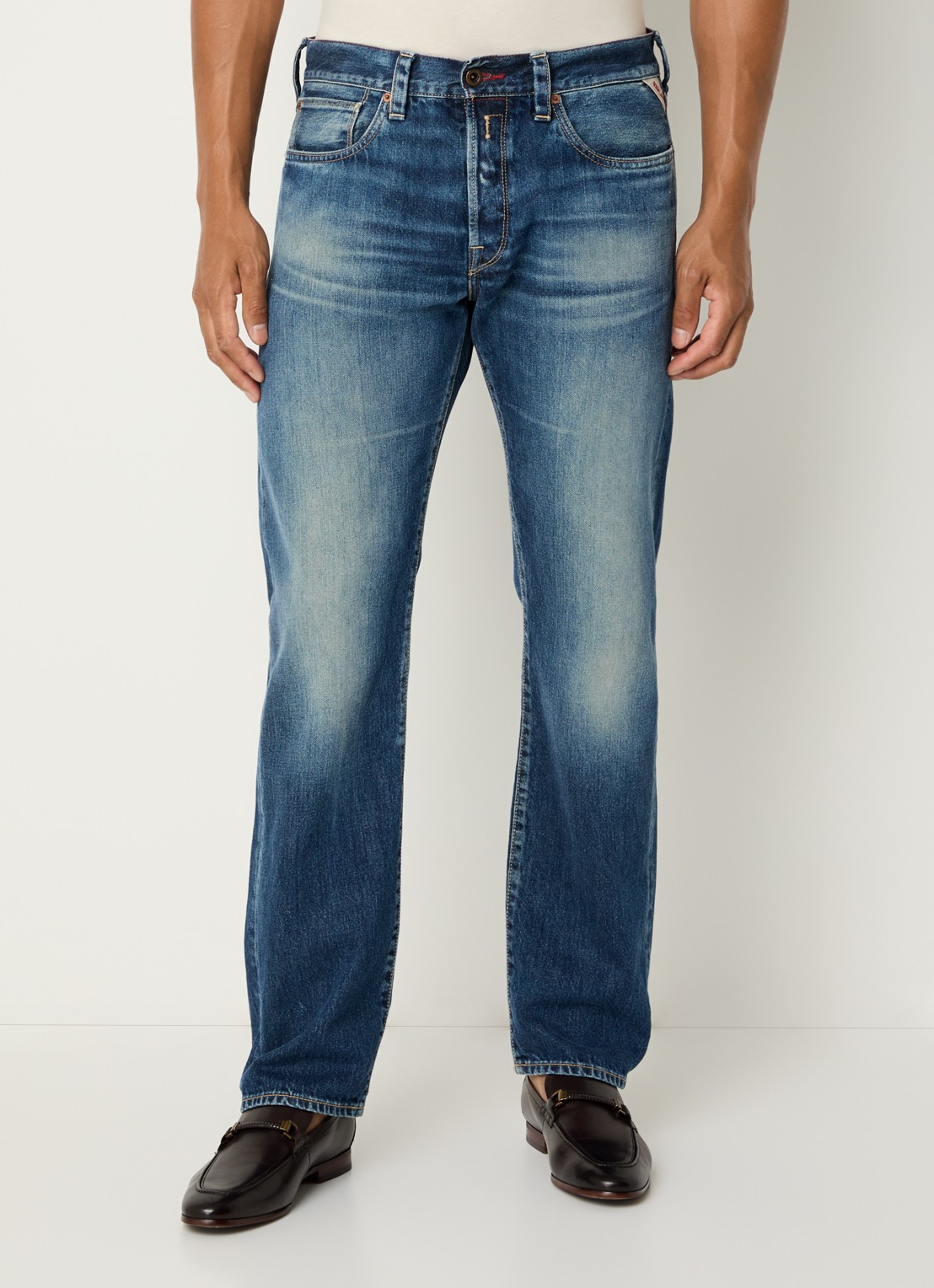Replay Deryck straight leg jeans met steekzakken - detail 8 indigo