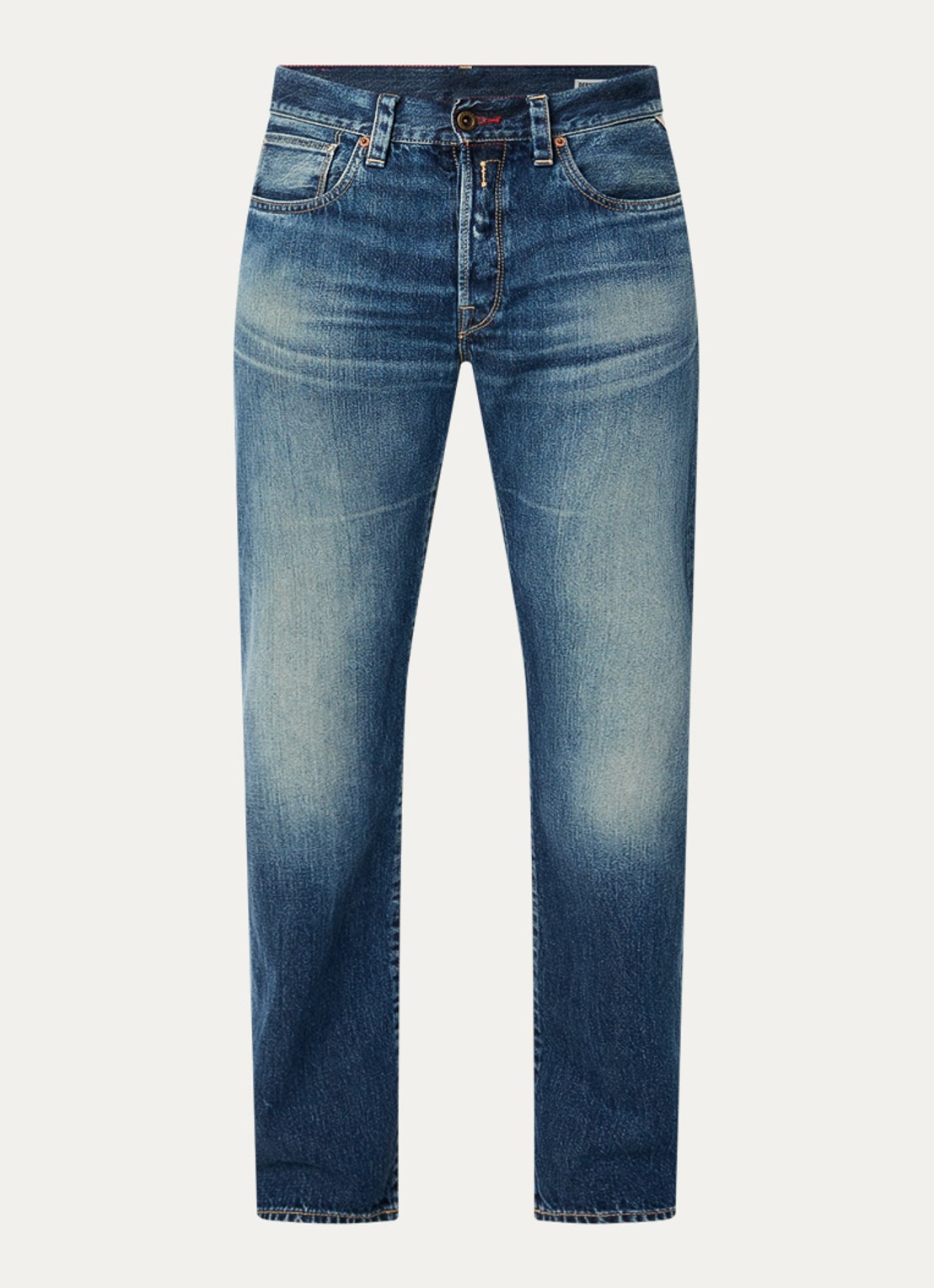 Replay Deryck straight leg jeans met steekzakken - voorkant 5 indigo
