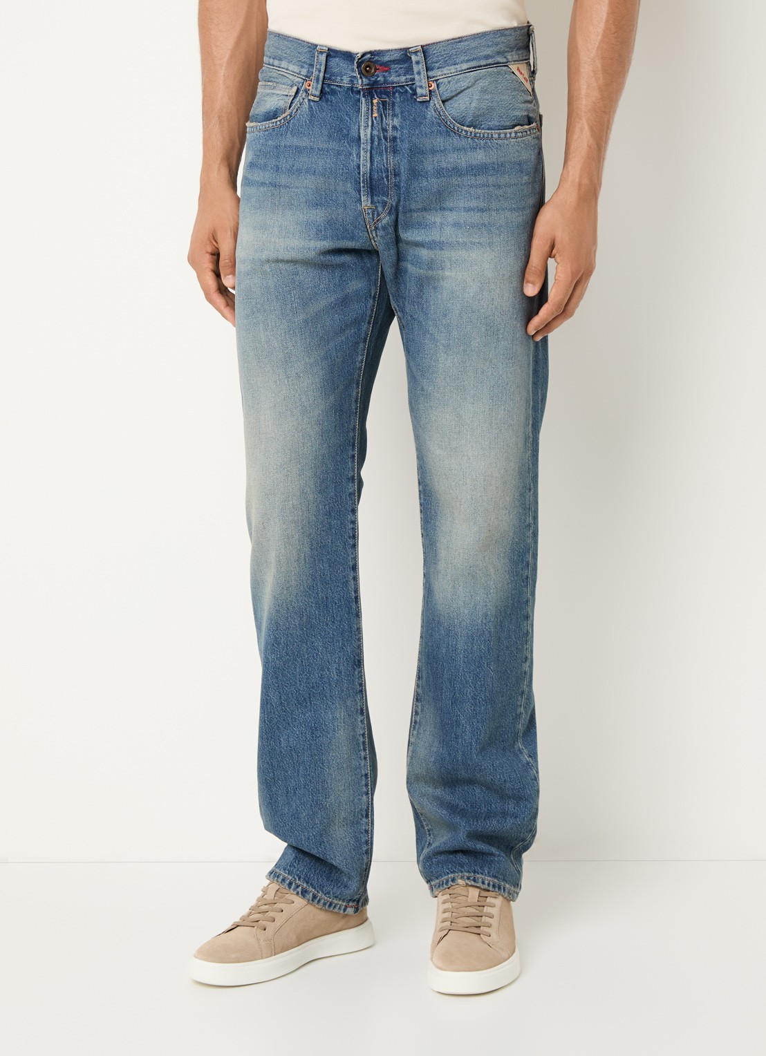 Replay Deryck straight leg jeans met steekzakken - detail 2 blauw