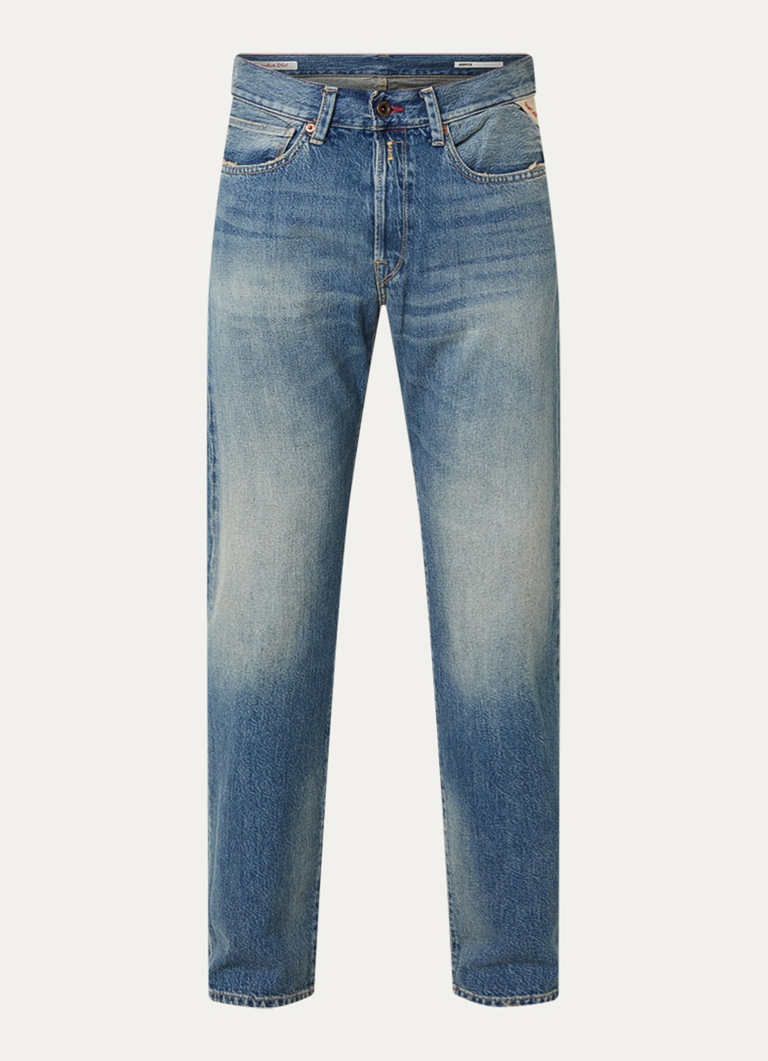 Replay Deryck straight leg jeans met steekzakken - voorkant 4 blauw