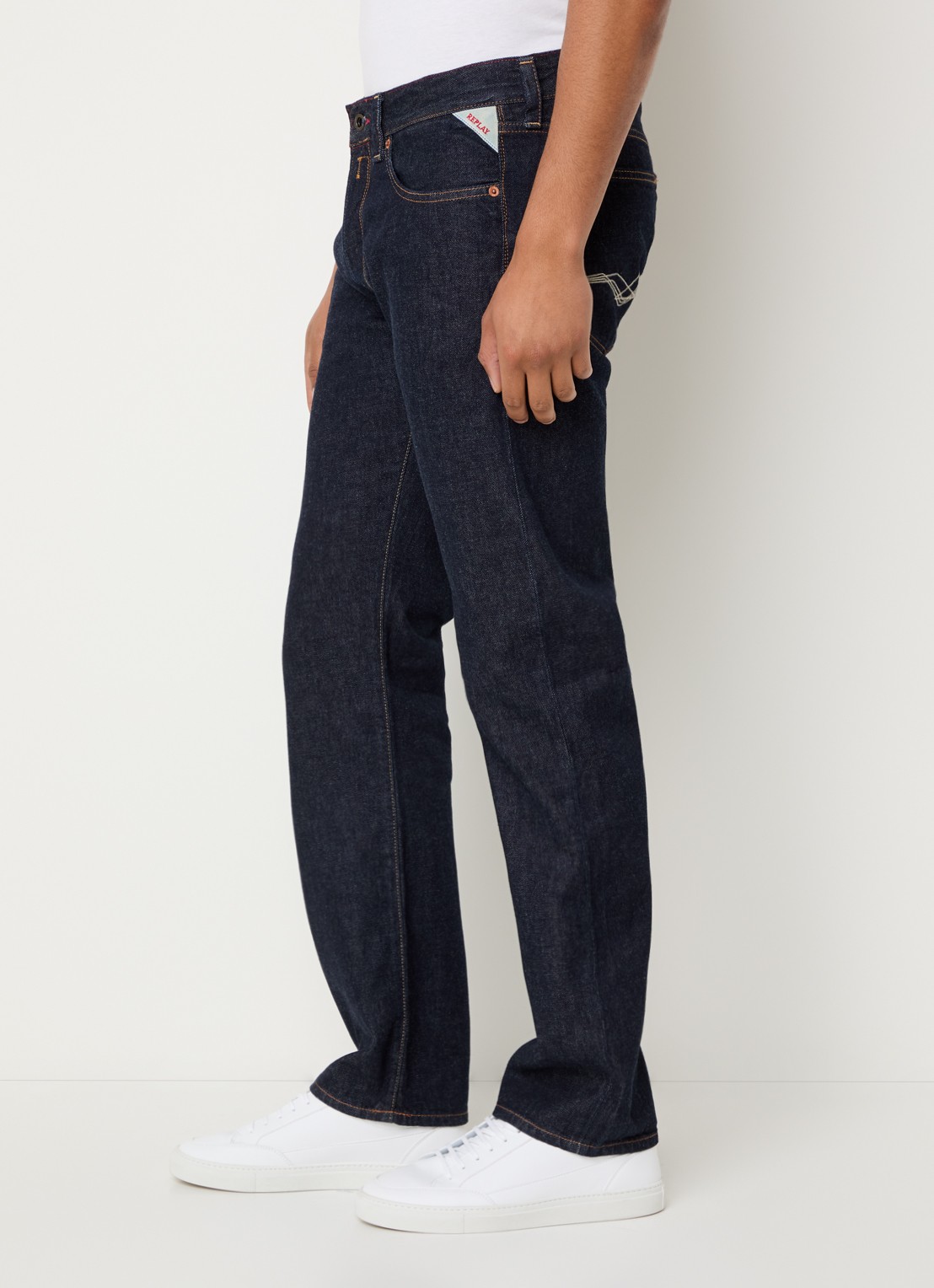 Replay Deryck straight leg jeans met steekzakken - detail 4 indigo