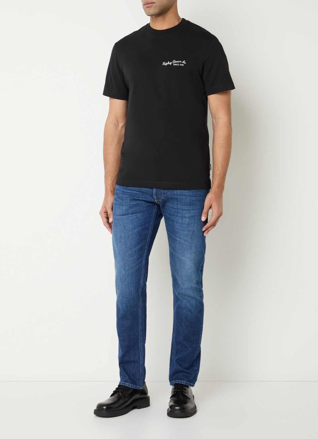 Replay Grover skinny jeans met donkere wassing - voorkant 3 indigo