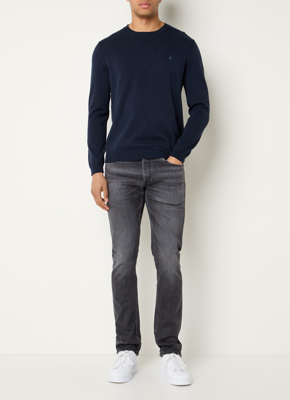 Replay Grover slim fit jeans met gekleurde wassing - voorkant 4 donkergrijs