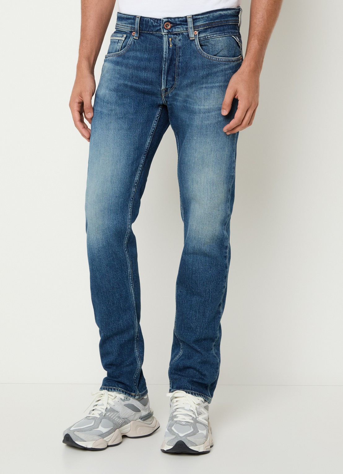 Replay Grover slim fit jeans met medium wassing - detail 4 indigo