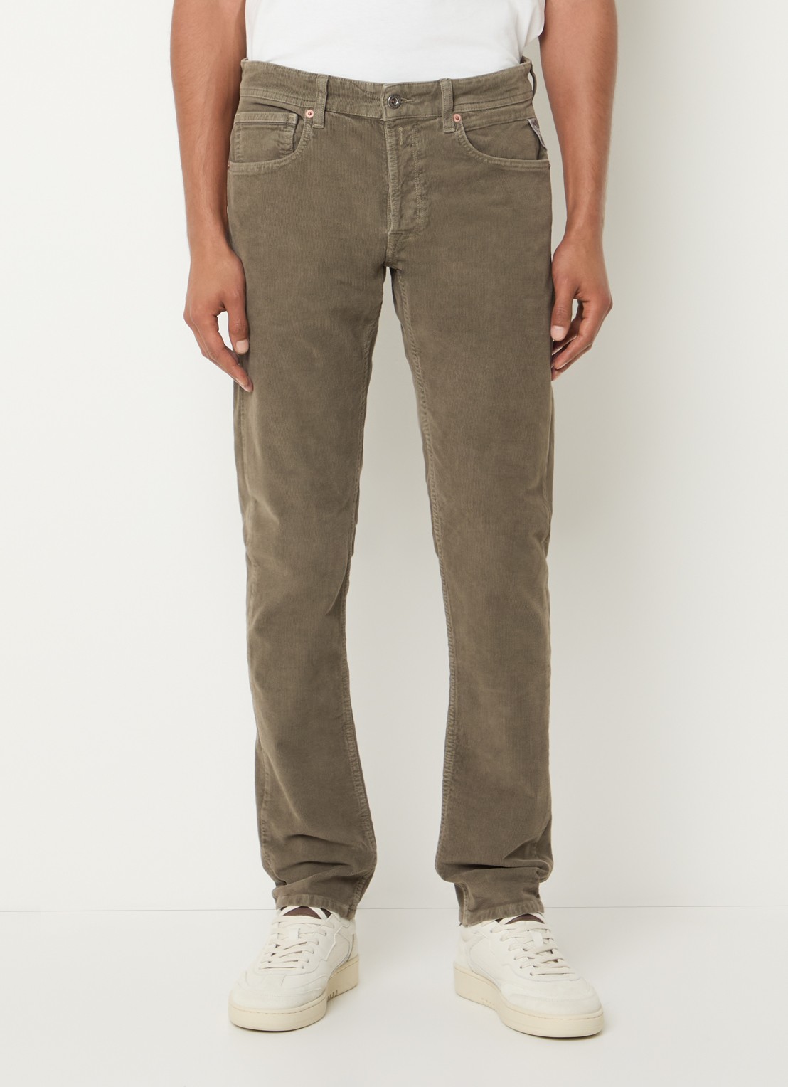 Replay Grover straight fit chino van corduroy - detail 2 khaki