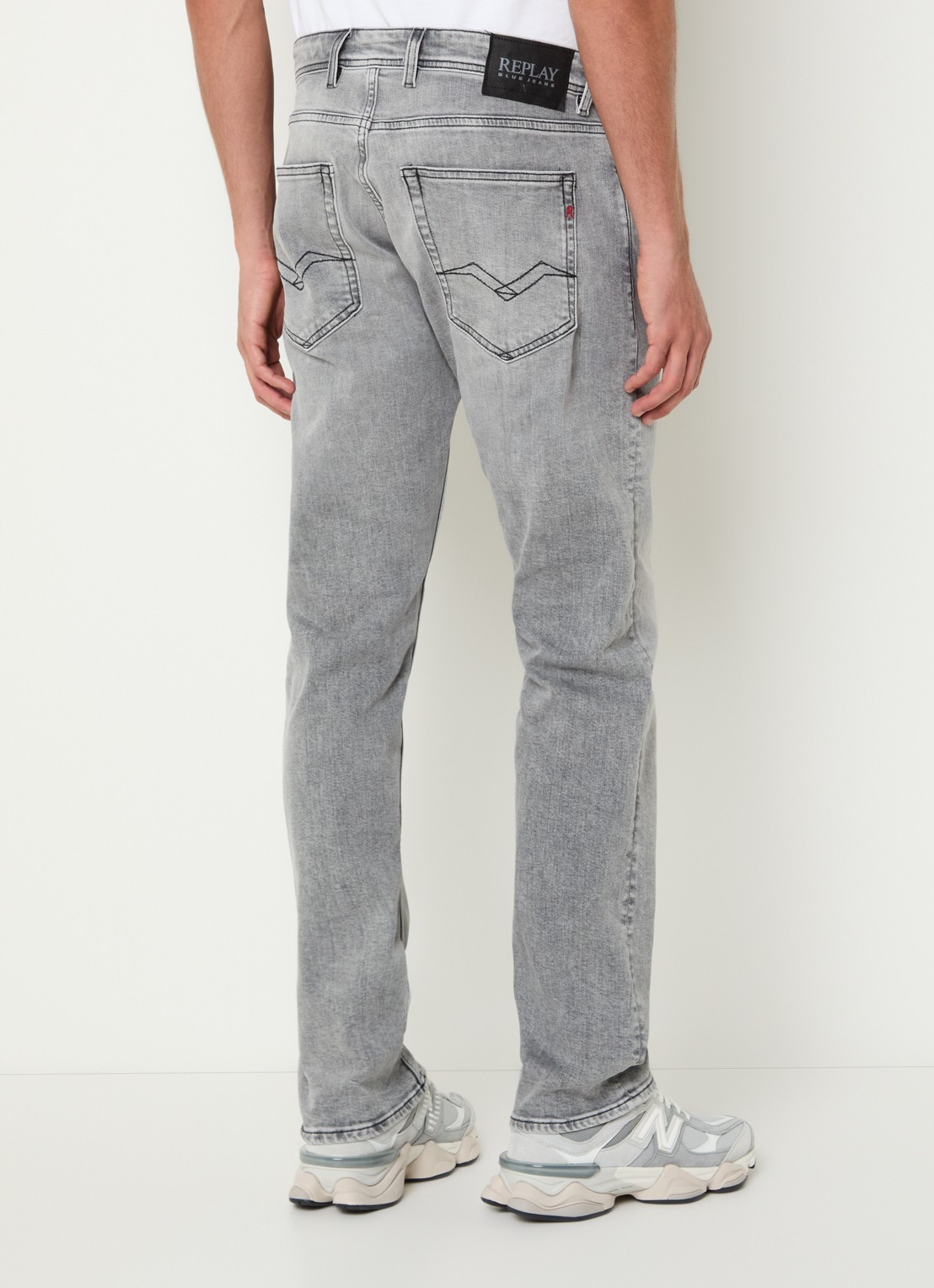 Replay Grover straight leg jeans met gekleurde wassing - achterkant grijs