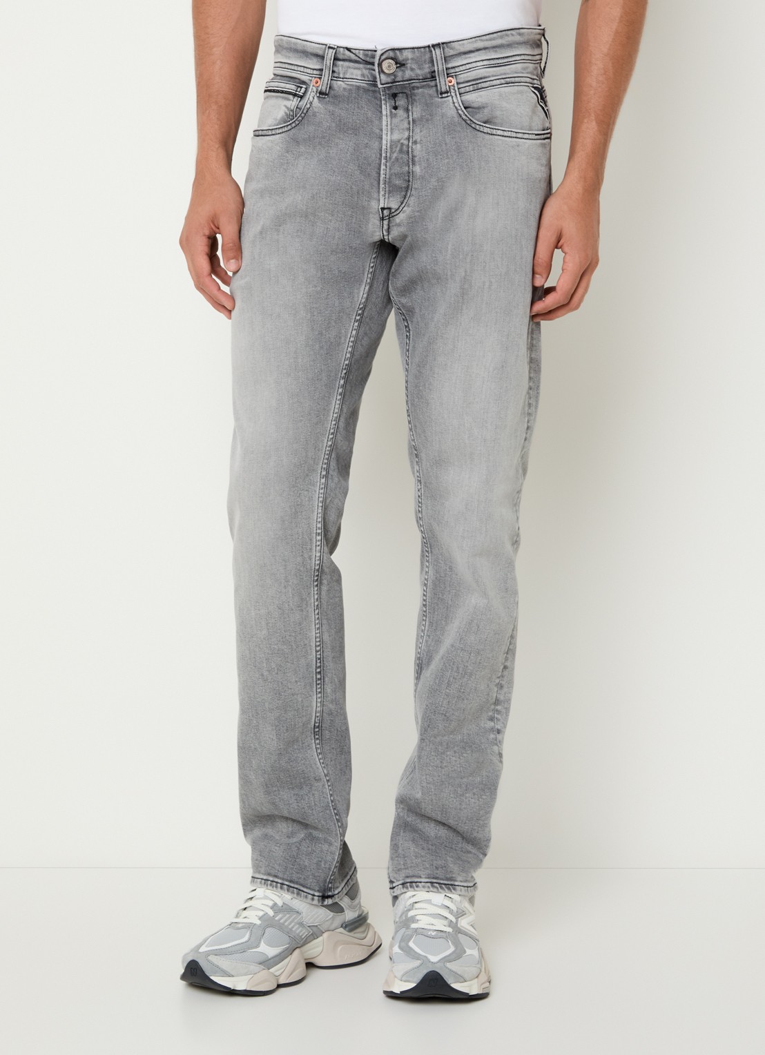 Replay Grover straight leg jeans met gekleurde wassing - detail 4 grijs