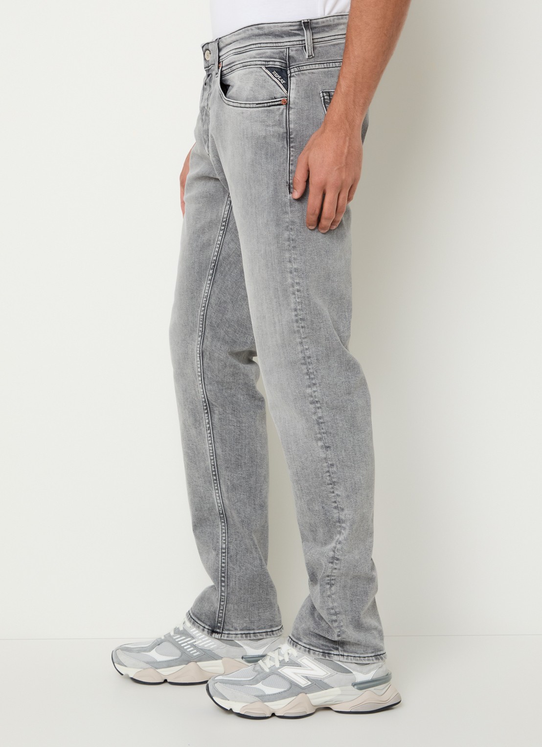 Replay Grover straight leg jeans met gekleurde wassing - detail 5 grijs